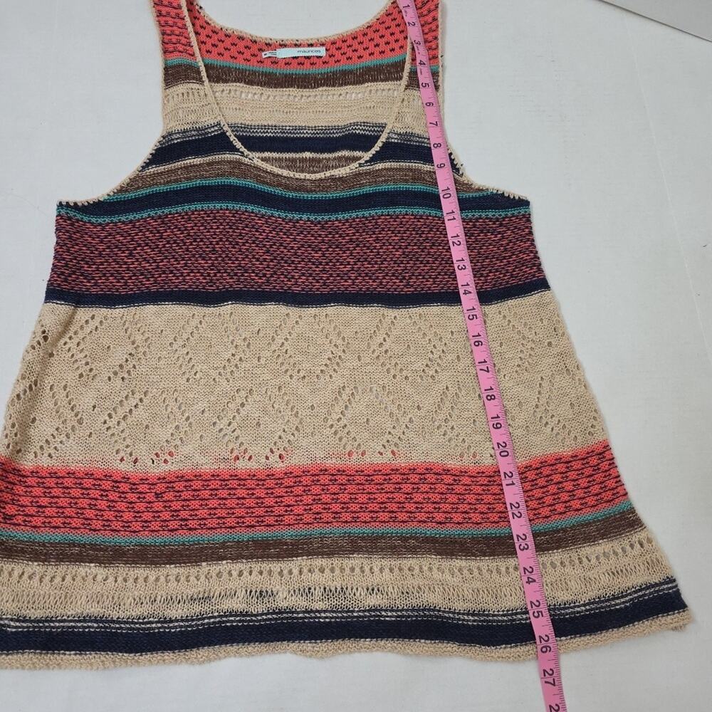 Maurices Unique Crochet Tank Top Med Striped Boho Chic Cream Earth Tones - Picture 6 of 6